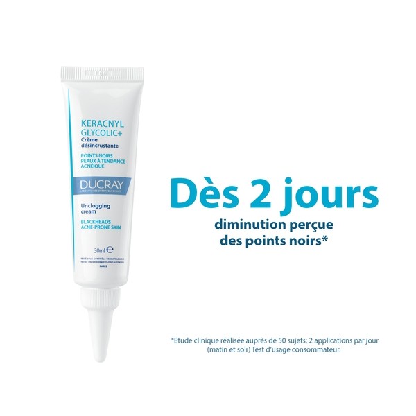 Ducray Keracnyl Glycolic+ crème désincrustante