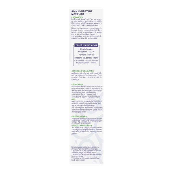 Jonzac Pure Soin hydratant matifiant bio