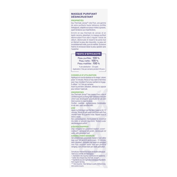 Jonzac Pure Masque purifiant désincrustant Bio