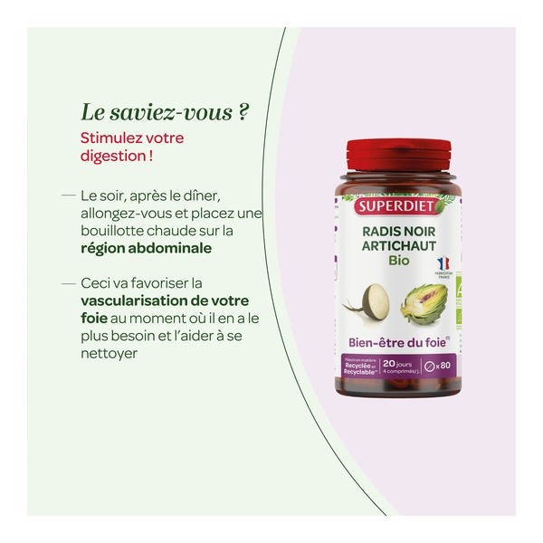 Super Diet radis noir artichaut bio comprimés
