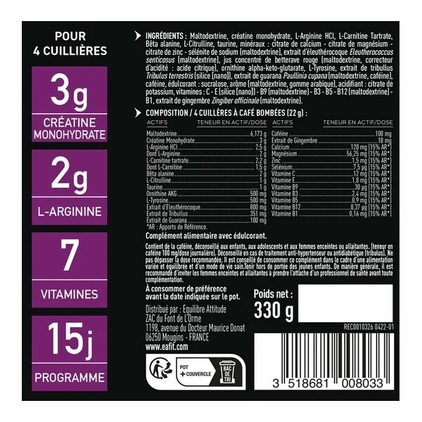 Eafit Pure Pre Workout poudre