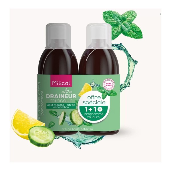 Milical Draineur Ultra menthe citron concombre solution buvable