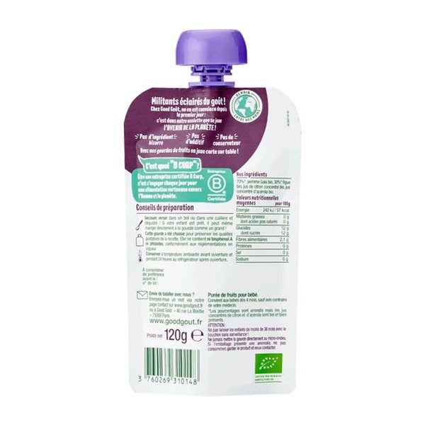 Good Goût compote pomme figue Bio