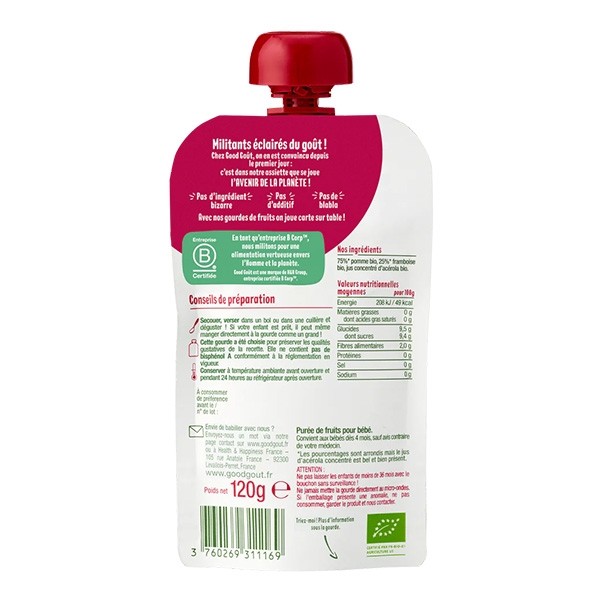 Good Goût Compote Pomme Framboise Bio