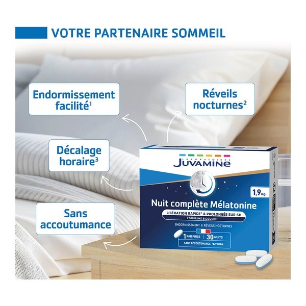 Juvamine Nuit complète Mélatonine 1,9 mg comprimés