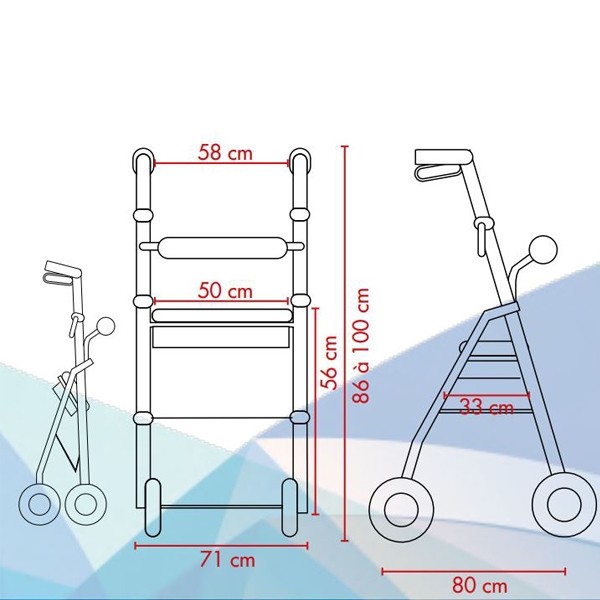 Euromédis Rollator 4 roues bariatrique