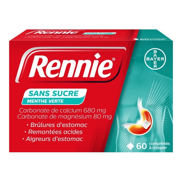 Pastille Rennie  sans sucre menthe verte