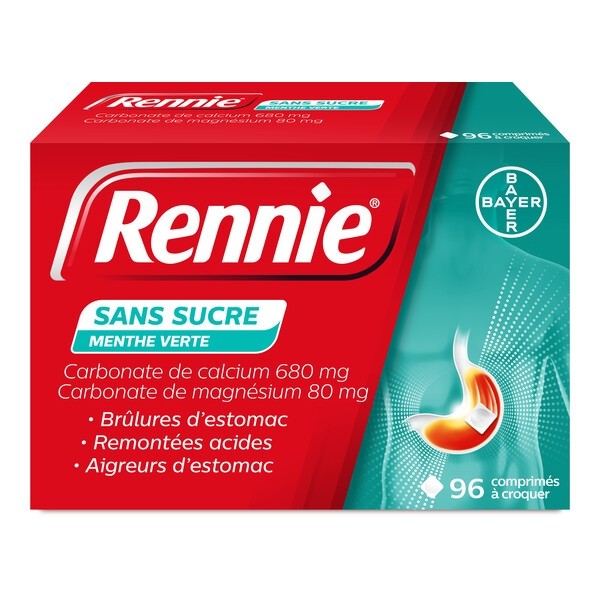 Pastille Rennie  sans sucre menthe verte