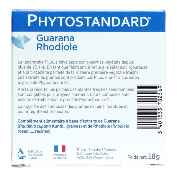 Pileje Phytostandard Guarana Rhodiole comprimés