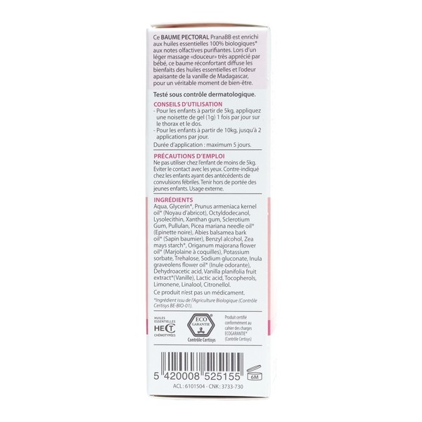 Pranarom PranaBB Baume pectoral Bio