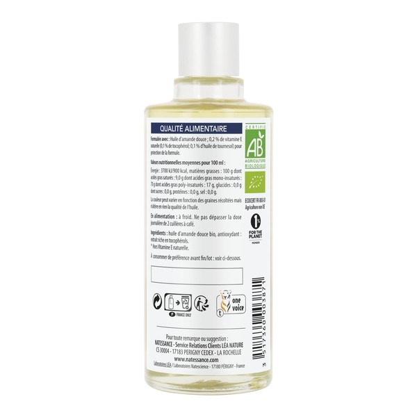 Natessance Bébé huile d'amande douce Bio