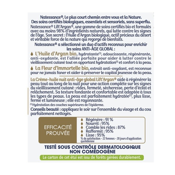Natessance crème huile nuit bio Anti-âge global