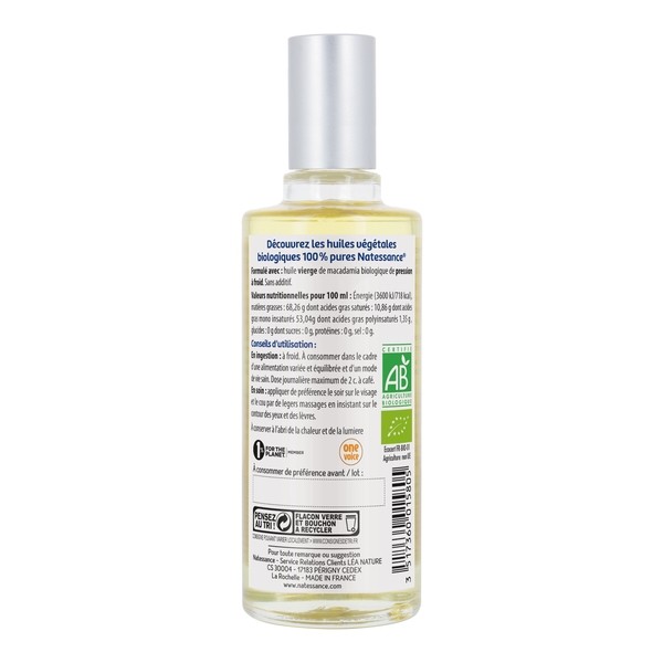 Natessance huile de macadamia Bio