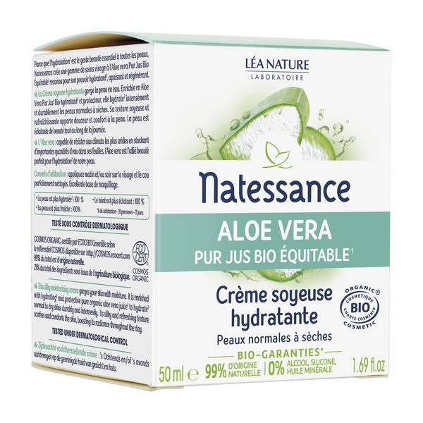 Natessance Crème soyeuse hydratante Aloe vera Bio