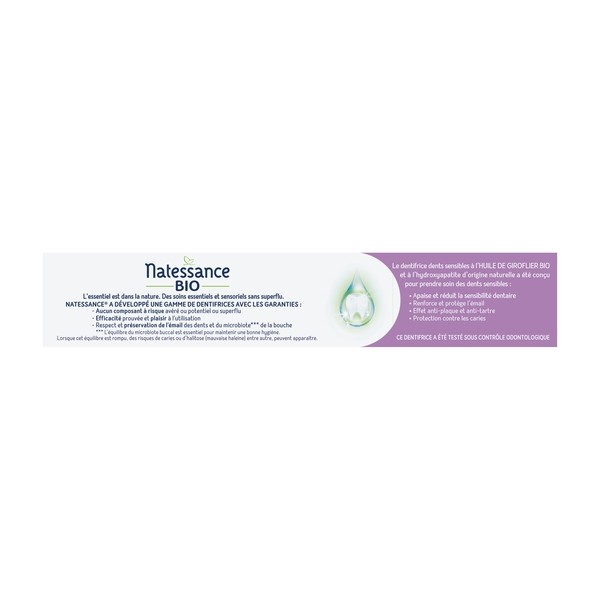 Natessance dentifrice soin dents sensibles bio