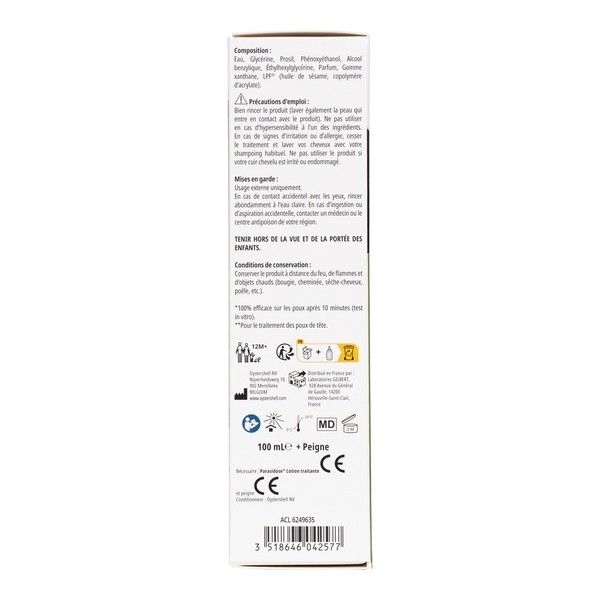 Parasidose lotion 2 en 1 poux et lentes