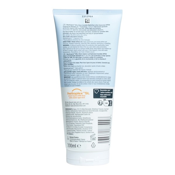 Neutrogena Ultra Sheer Lait solaire invisible SPF 50