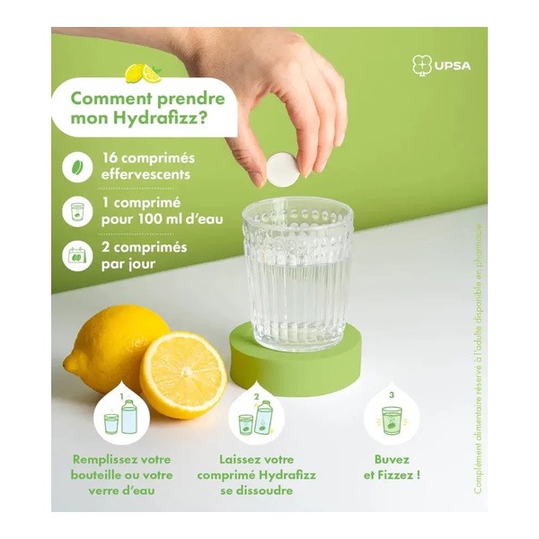 UPSA HydraFizz Hydra + Detox comprimés effervescents