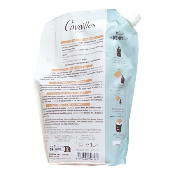Cavaillès Gel bain douche à l'Huile de Macadamia Bio