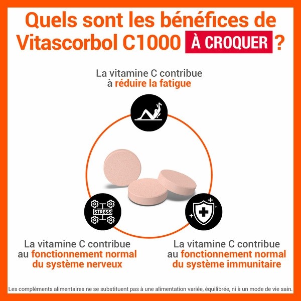 Vitascorbol C1000 Vitamine C comprimés à croquer