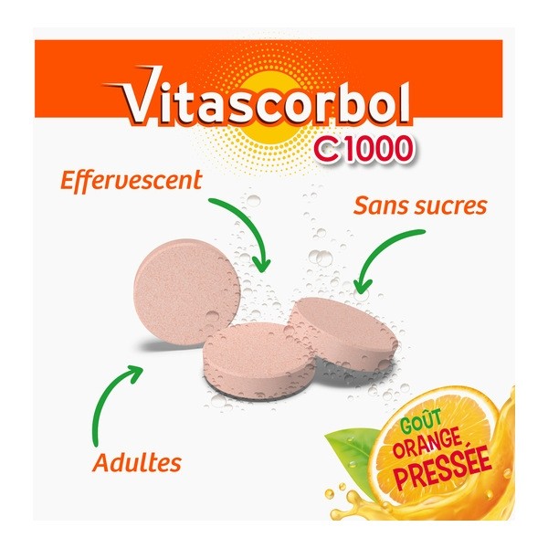 Vitascorbol C1000 Vitamine C 1000 mg comprimés effervescents