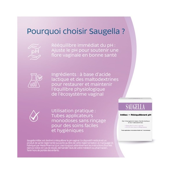 Saugella Intilac rééquilibrant pH gel intravaginal unidoses