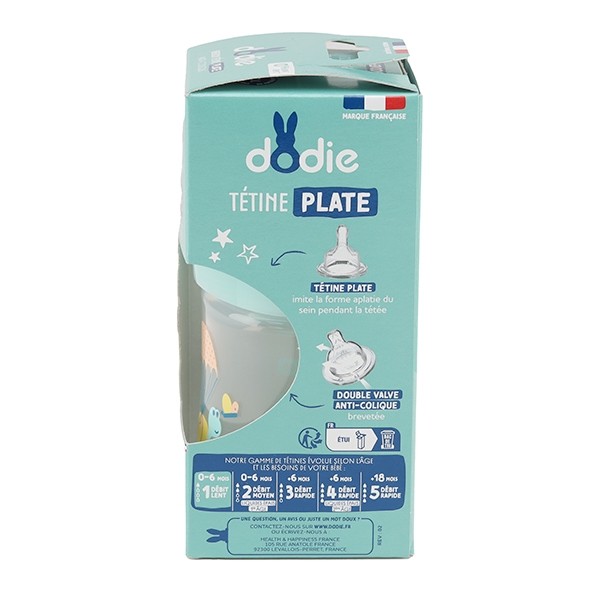 Dodie Biberon Tétine plate débit lent 150 ml