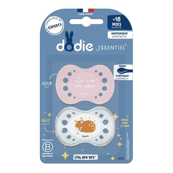 Dodie sucette anatomique silicone +18 mois Nuit