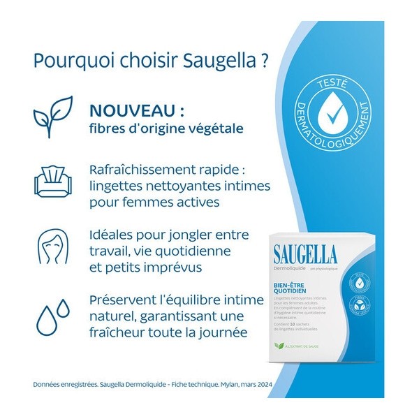 Saugella Dermoliquide lingettes sachets individuels