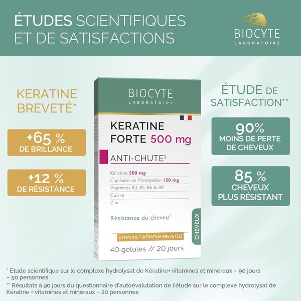 Biocyte Kératine Forte 500 mg anti-chute gélules