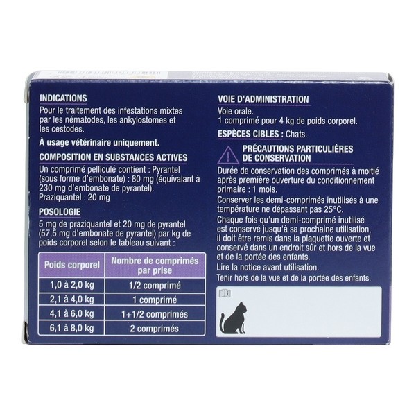 Pyrantel Praziquantel Viatris vermifuge chat