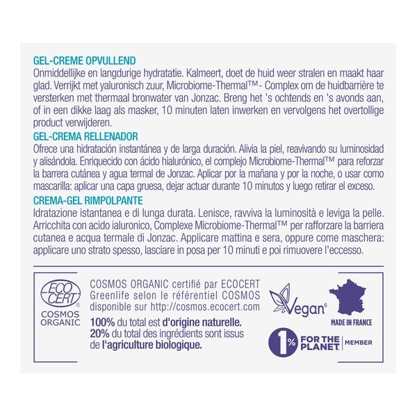 Jonzac Rehydrate gel crème repulpant bio