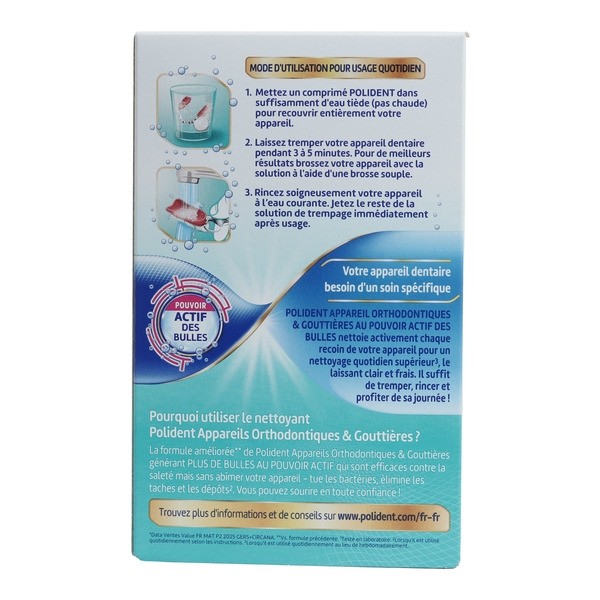 Polident Nettoyant Appareils orthodontiques et Gouttières comprimés
