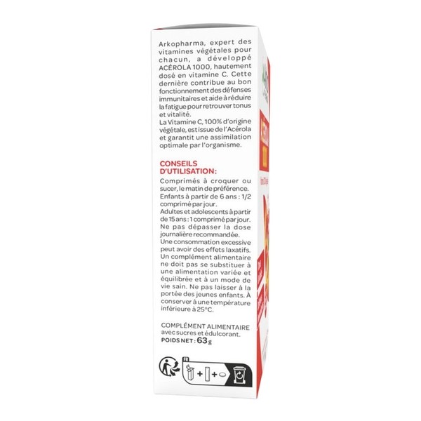 Arkopharma Acérola 1000 végétal Comprimés à croquer