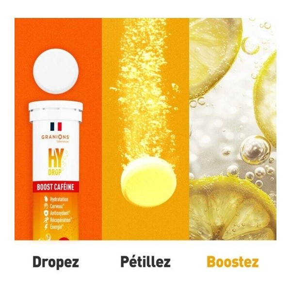 Granions Hydrop Boost Caféine Vitamines et Minéraux comprimés