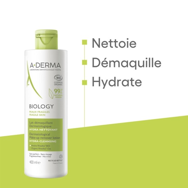 A Derma Biology Lait démaquillant dermatologique hydra-nettoyant Bio