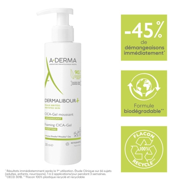 A Derma Dermalibour+ Cica gel moussant assainissant
