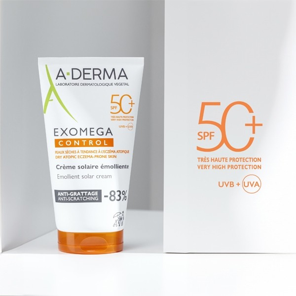 A Derma Exomega Control Crème solaire émolliente SPF 50+