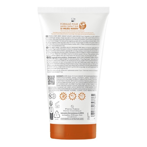 A Derma Exomega Control Crème solaire émolliente SPF 50+