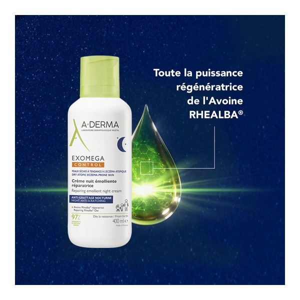 A Derma Exomega Control Crème nuit émolliente réparatrice