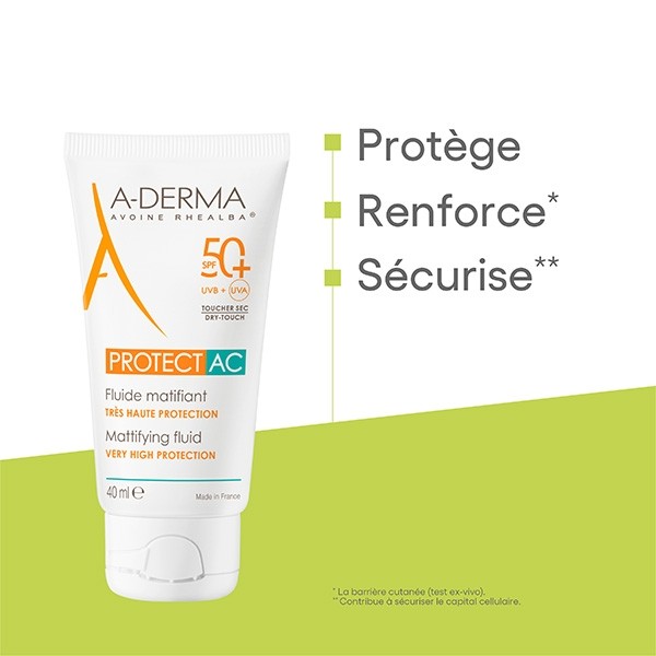 A Derma Protect AC fluide solaire matifiant résistant à l'eau SPF50+