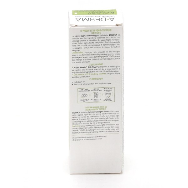 A Derma Biology Crème légère dermatologique hydratante Bio