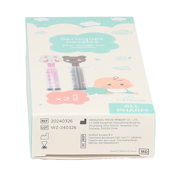Seringues nasales pour bébé motif animaux