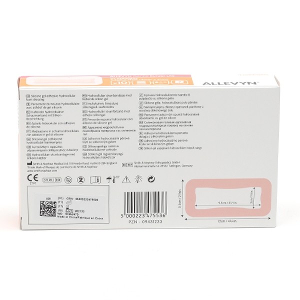 Allevyn Gentle Border Lite Rectangle pansement adhésif siliconé