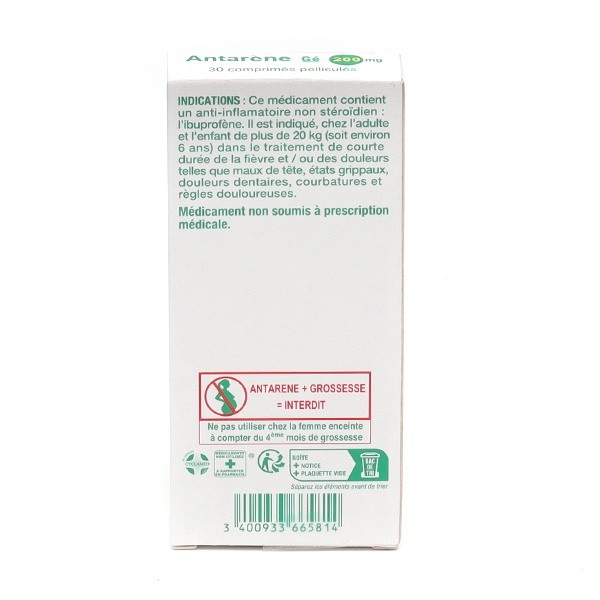 Antarène Gé 200 mg comprimé