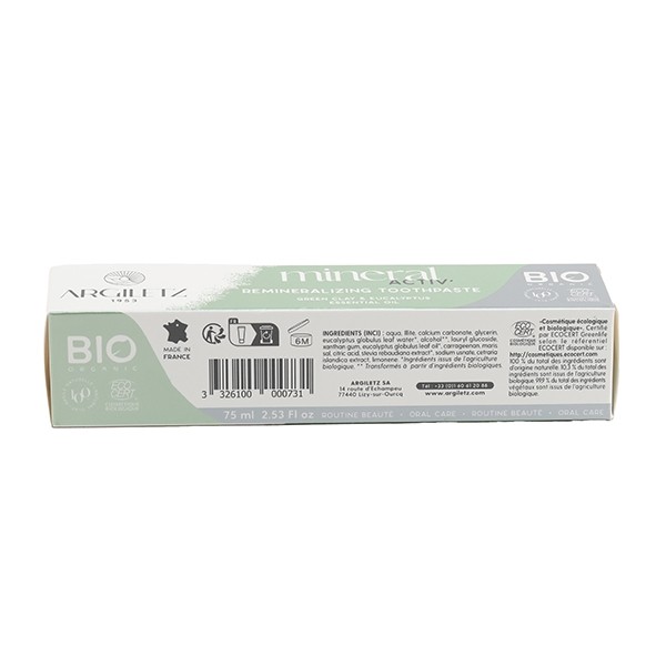Argiletz Dentifrice reminéralisant Argile verte et Eucalyptus bio