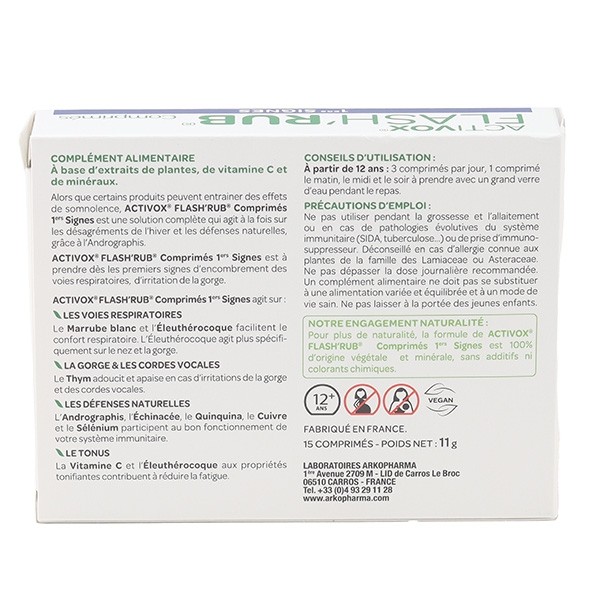 Activox Flash'rub 1ers signes comprimés