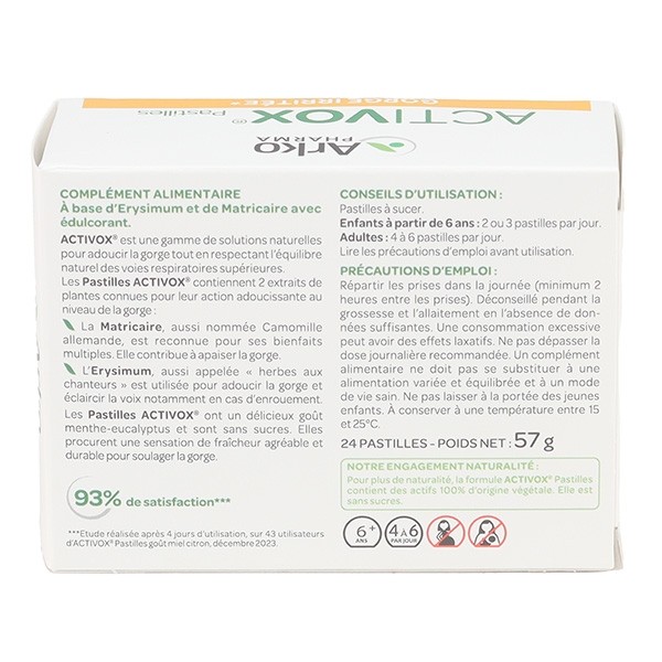 Activox Gorge irritée pastilles sans sucre