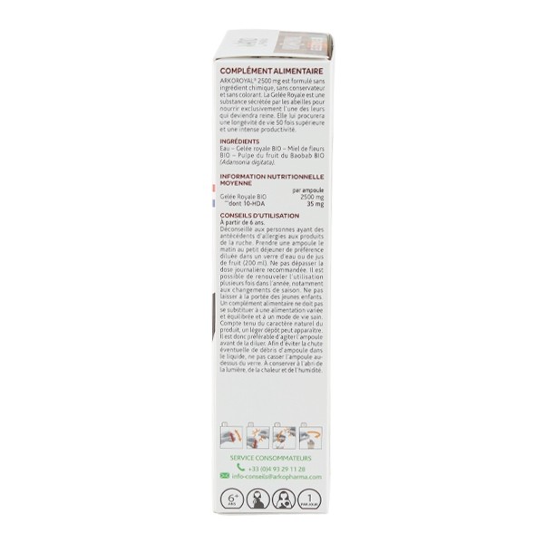 Arkoroyal Gelée royale Bio 2500 mg ampoules