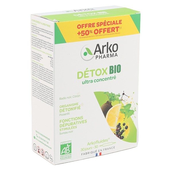 Arkofluides Détox bio ampoules